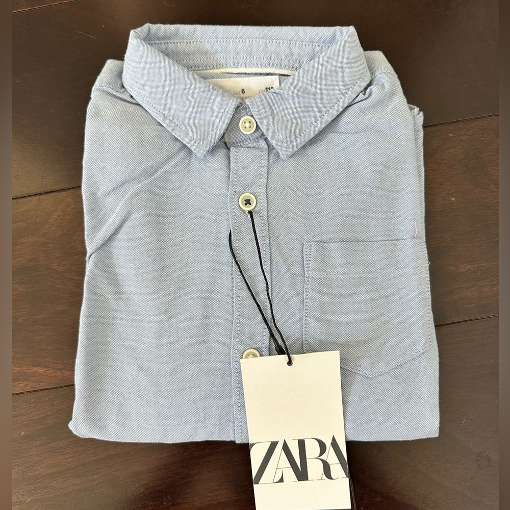 Zara chambray collared button shirt, size 6